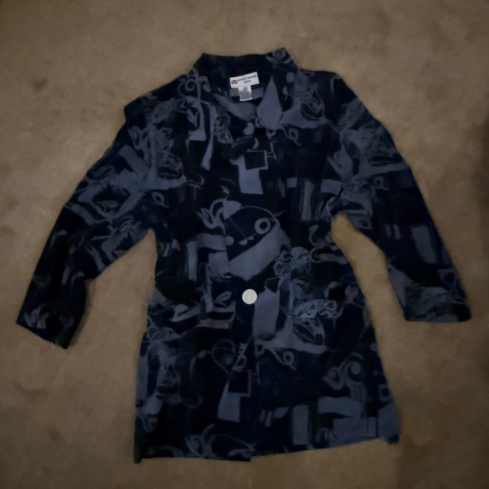 Vintage Italian Navy and Black Patterned Jacket